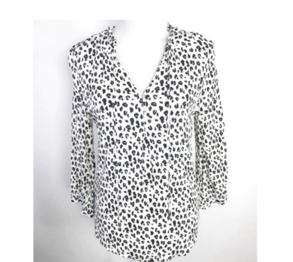 41Hawthorn Shirt Womens Medium Lightweight Black & White Career Office Blouse